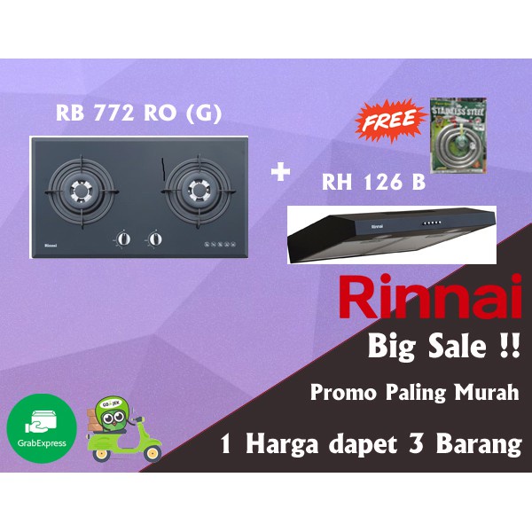 Paket E Lengkap Rinnai RB 772 RO G + RH 126 B + Free regulator GOSEND ONLY