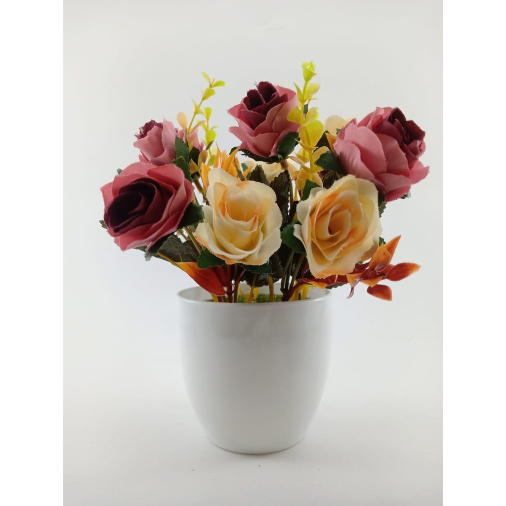 COD BUNGA PLASTIK BUNGA PAJANGAN IMITASI BUNGA ARTIFISIAL BUNGA MAWAR TANAMAN HIAS BR2209-ROSE