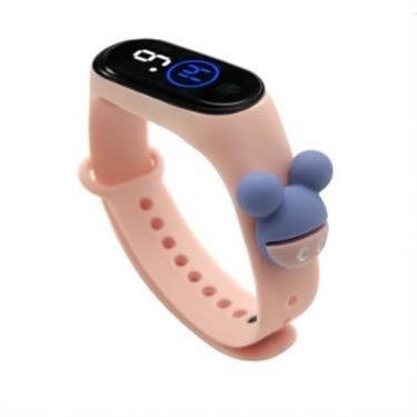 Jam Tangan Digital Elektronik Tahan Air Led Rubber IP67 Motif Kartun Anak Laki-laki Perempuan Pria Wanita Couple Dewasa Semua Umur Gelang JF061 JA006-PEACH MICKEY