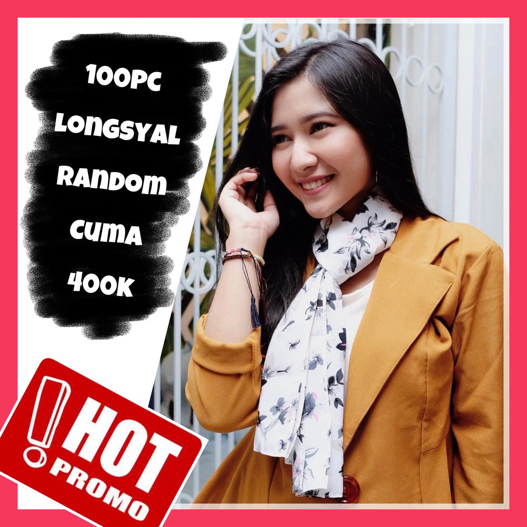 100pc Syal Motif Wanita Leher Fashion Chiffon Batik Syall Neckscarf Polos