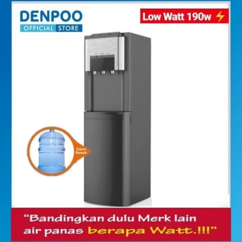 DISPENSER DENPOO DENPO GALON BAWAH PANAS DINGIN HOT &amp; COOL DDB 49 GARANSI RESMI PIPA STAINLEES