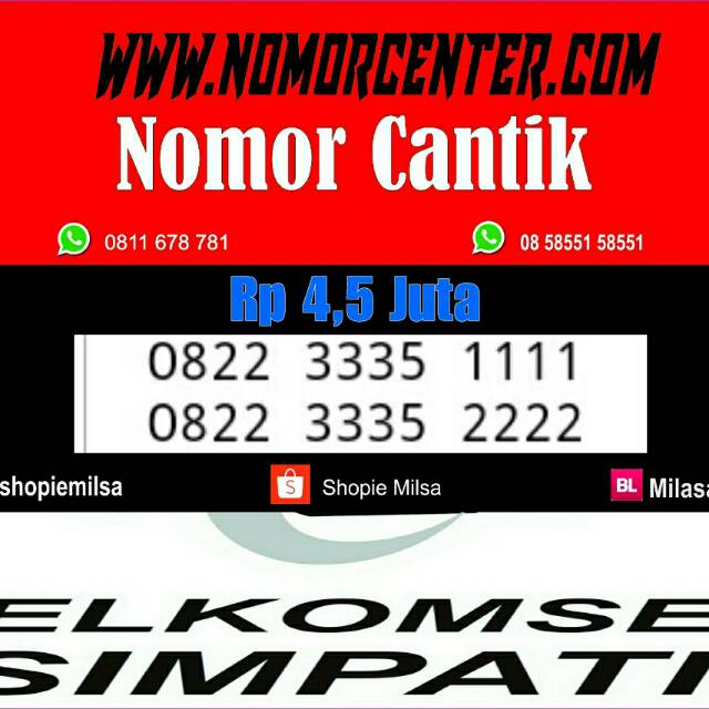 Kartu Perdana Simpati Seri Kuartet 1111/2222 _ 0822 3335 1111 super terbaik #NC2 29