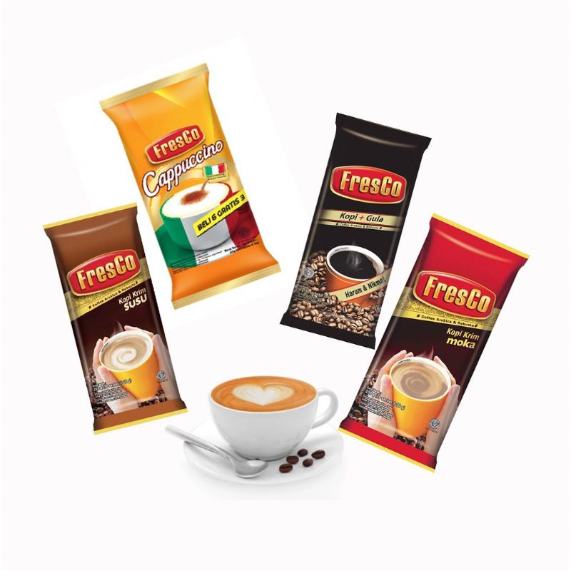 

Fresco Gula 25gr x 9 /Fresco Cappuccino beli 6+3x 25gr/FresCo Kopi Krim Susu 28 gr 10 sachet/Beng-Beng Drink Chocolate 4X30 gr