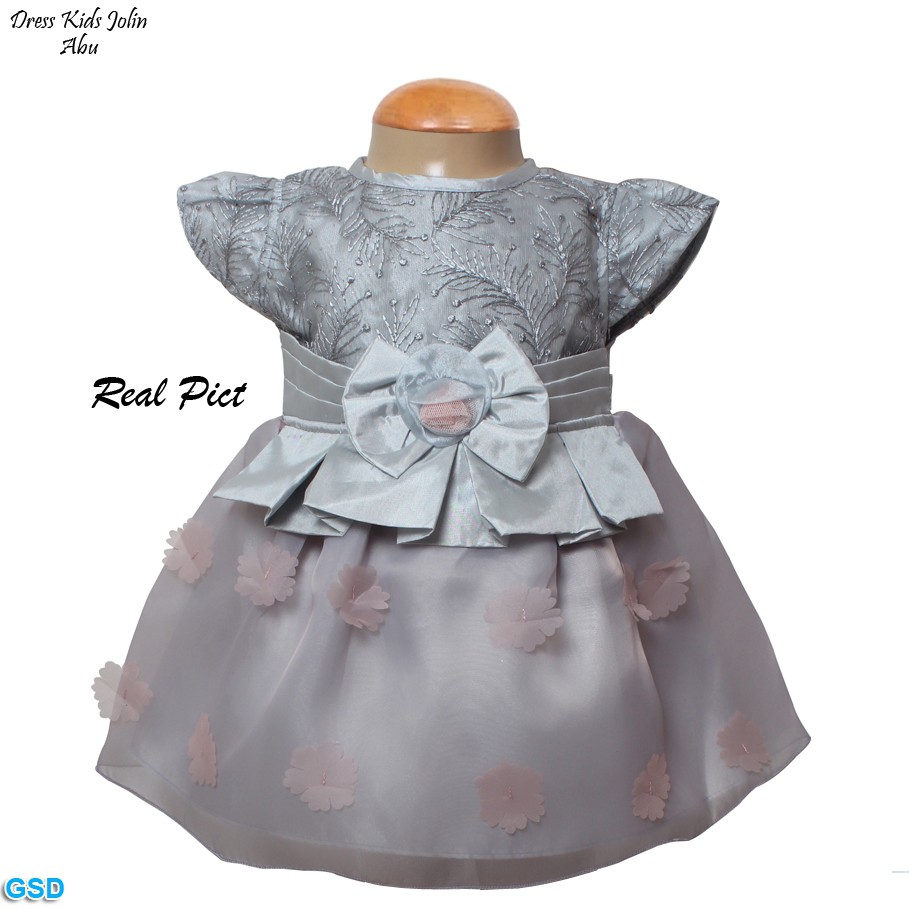 Dress kids jolin/Baju Brukat Anak/ Dress Anak Motif Bunga Jait Masa Kini