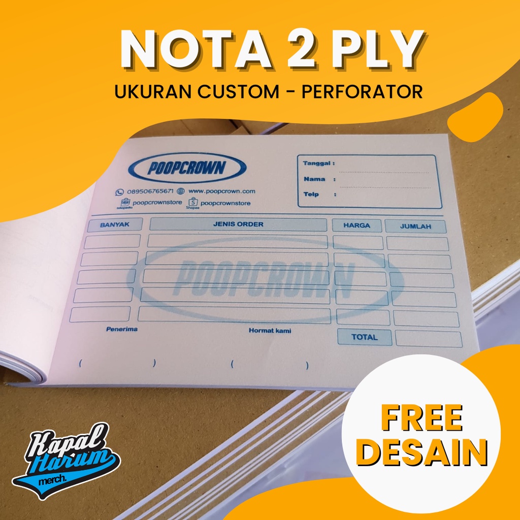 

KAPALHARUM NOTA CUSTOM 2 PLY (SEMUA UKURAN HARGA SAMA)