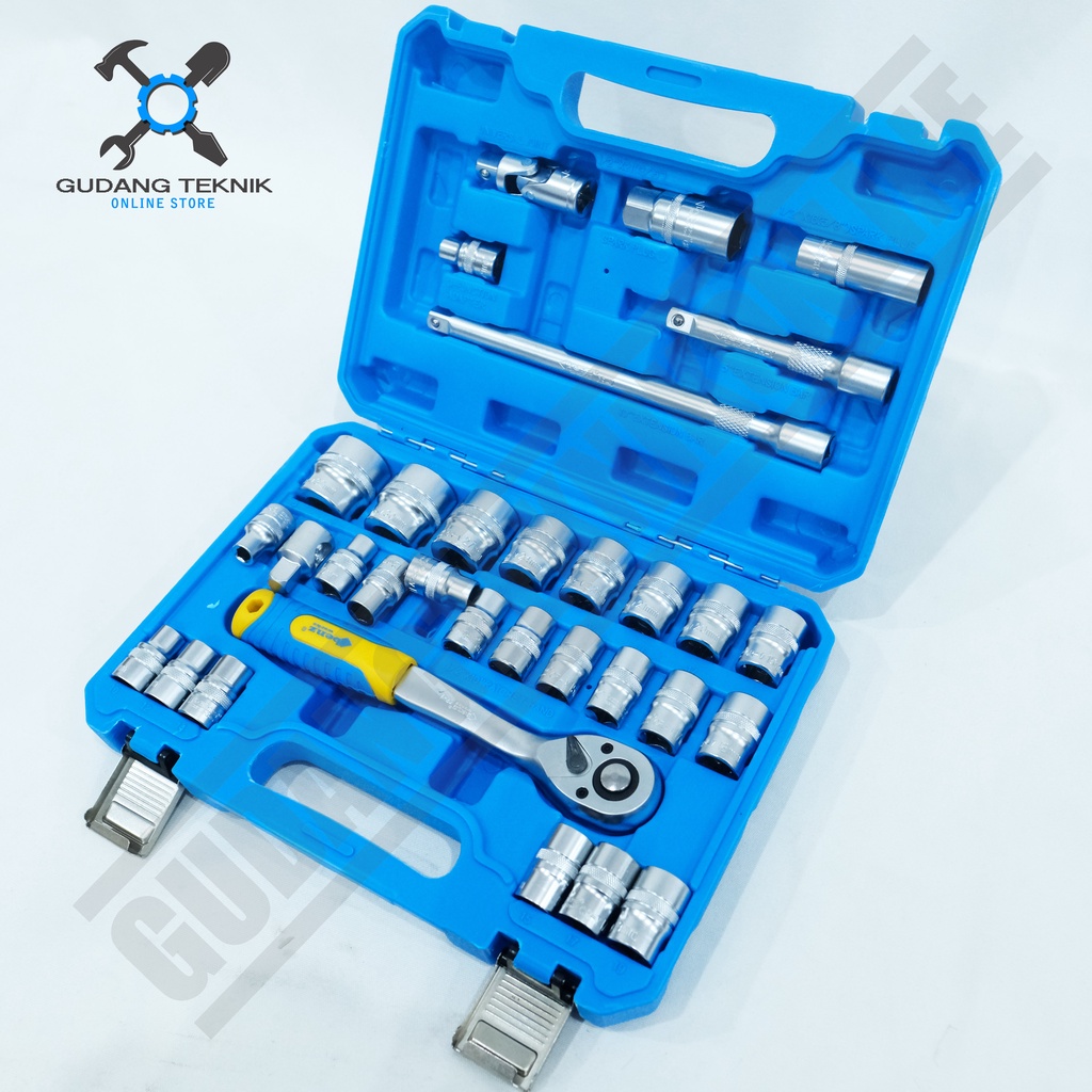 Kunci Shock 1/2&quot; 1 Set 32pcs BENZ WERKZ BZ9832 /  Socket Wrench 1/2 Inch 32 Pcs - Kunci Sok BENZ BZ 9832