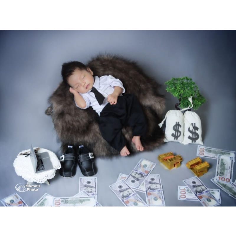 Baby Tuxedo Hitam Set Tuxedo Setelan Jas Hitam Boss, Pengusaha, Properti Photoshoot Baby Sey Baju