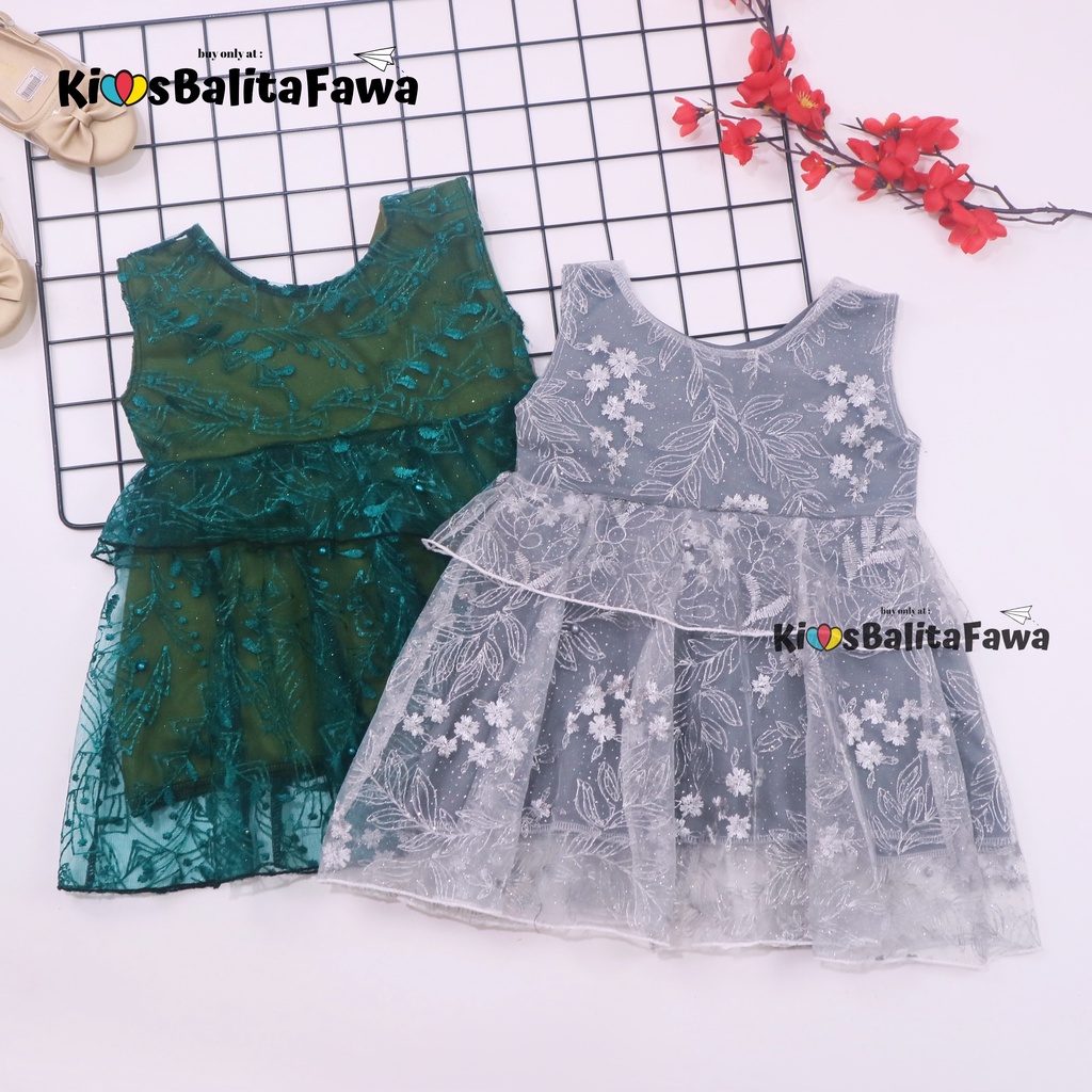 Dress Inara uk Bayi - 4 Tahun / Dres Brukat Anak Perempuan Kondangan Baju Kensi Premium Gaun Pesta