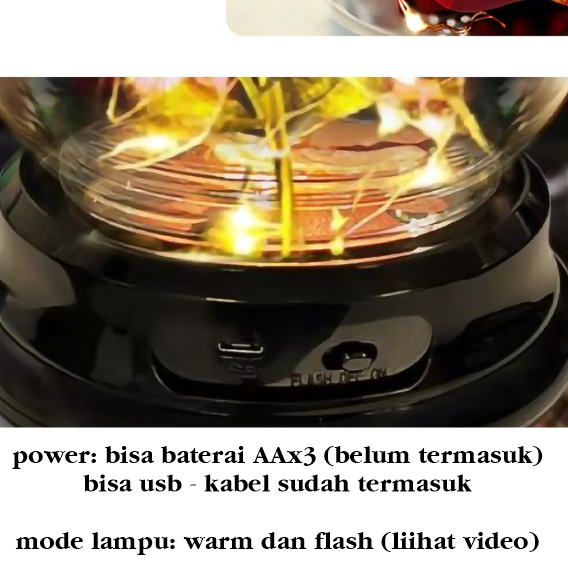 [ORGM] *CUSTOM tulisan* Pajangan Lampu Princess Rose Dome Forever Bloom Kado Valentine Hari Ibu