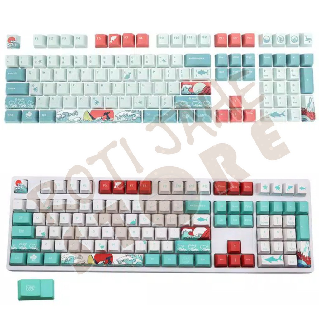 Keycaps PBT Ukiyo-e Japan Sea Waves Dye-Sub