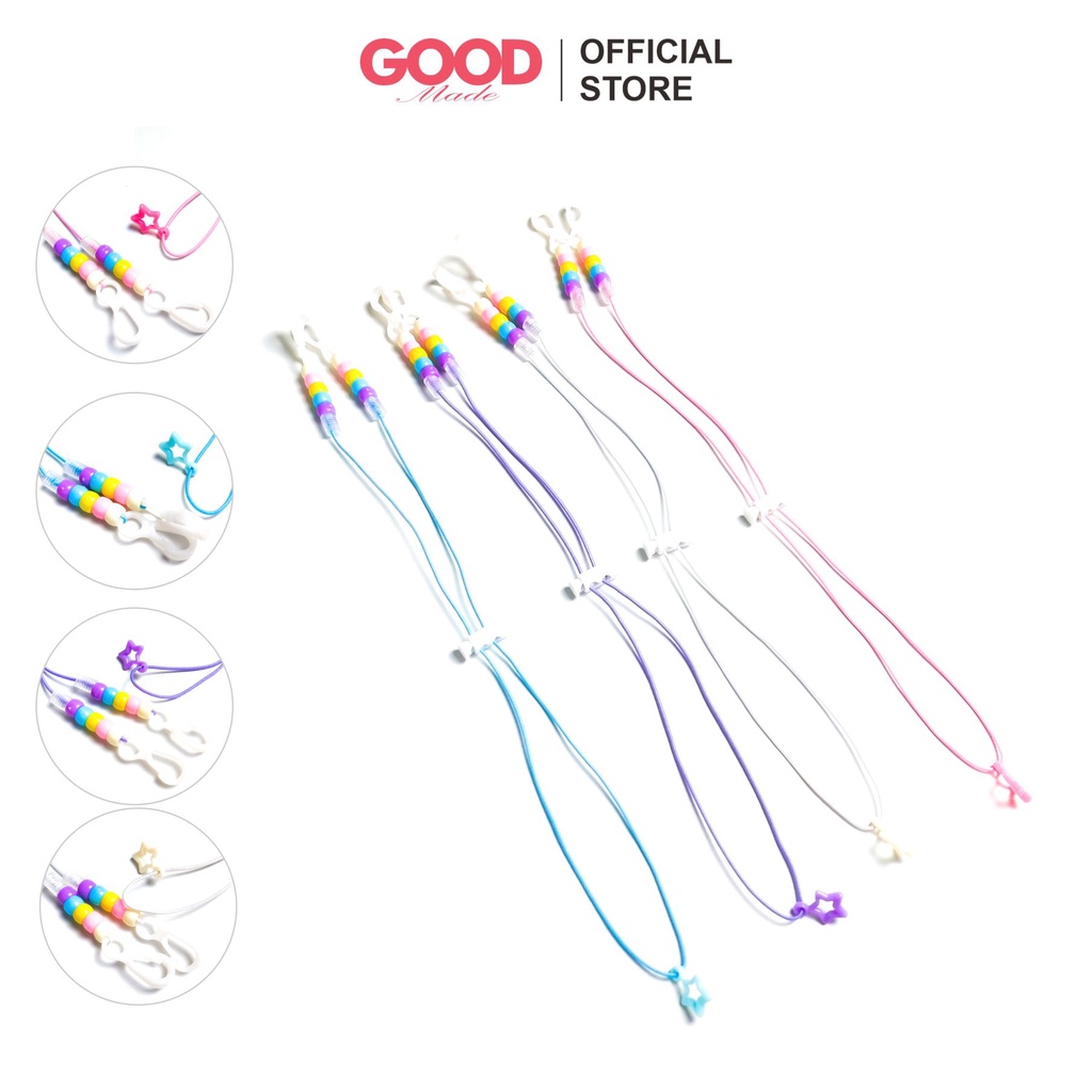 GOOD MADE - KALUNG MASKER 2 IN 1 MUTIARA / KONEKTOR SEKALIGUS STRAP MASKER HIJAB RAINBOW