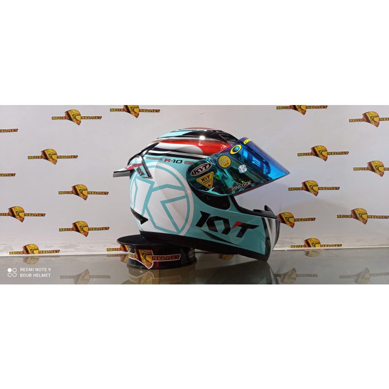Helm KYT R10 AquaMarine /Aqua blue Paket Ganteng (Ongkir Termurah 2kg)-2