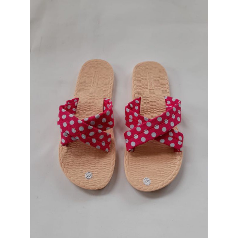 SANDAL KOKOP SILANG MOTIF PULKADOT/SANDAL WANITA TERBARU/SANDAL WANITA CANTIK/SANDAL WANITA MURAH