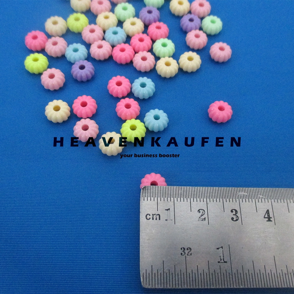 Manik Manik Beads Sun Flowers Plastik Lebar 8 mm Diameter Lubang 2 mm Mix Warna Per Pack isi 50 Pcs