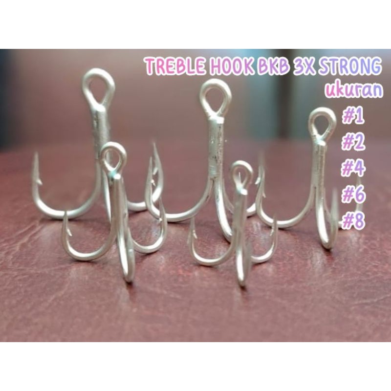 5 pcs treble hook atau jangkar BKB 3x strong ukuran 1, 2, 4, 6 dan 8 tajam kuat IWFISHING