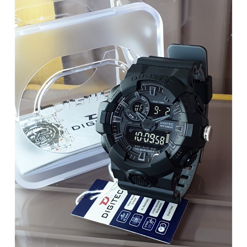 JAM TANGAN DIGITEC DG 4112 DG4112 PRIA RUBBER  DUAL TIME ORIGINAL