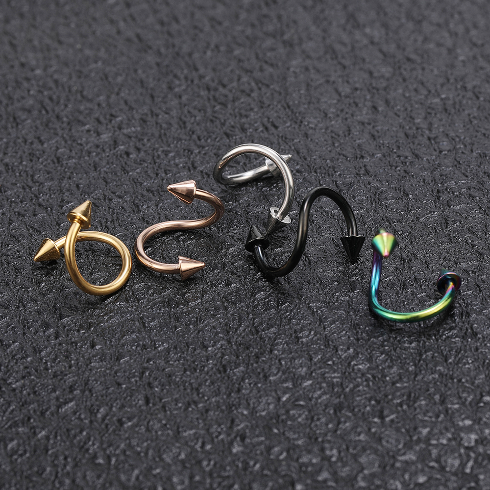 Anting Tindik Hidung / Bibir / Tulang Rawan Telinga Bentuk Bulat Bahan Stainless Steel