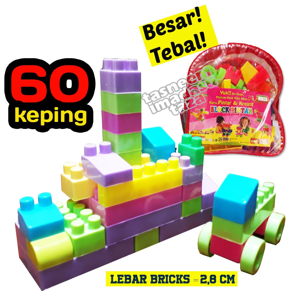  Mainan  Balok Susun Murah  60 Pcs Bricks Shopee  Indonesia