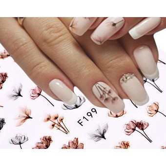 nail sticker water color flower nailart stiker bunga teratai water color nail kuku palsu