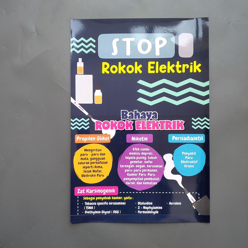 Poster Edukasi - Poster Stop Rokok Elektrik, Poster Bahaya Merokok Elektrik. Edisi Terbaru
