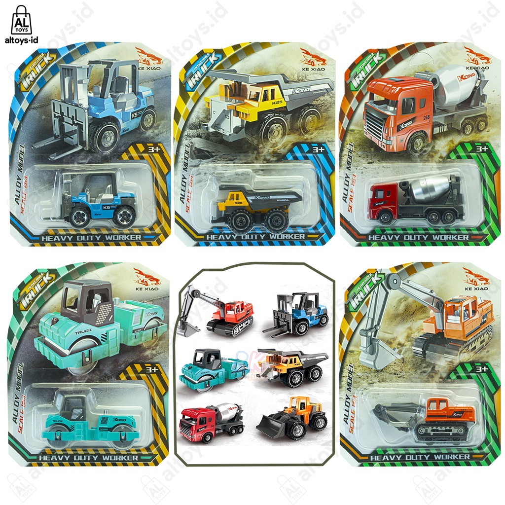 Diecast Konstruksi Metal Alloy Set 1:64 Mixer / Buldozer / Excavator / Truck / Slinder / Forclip