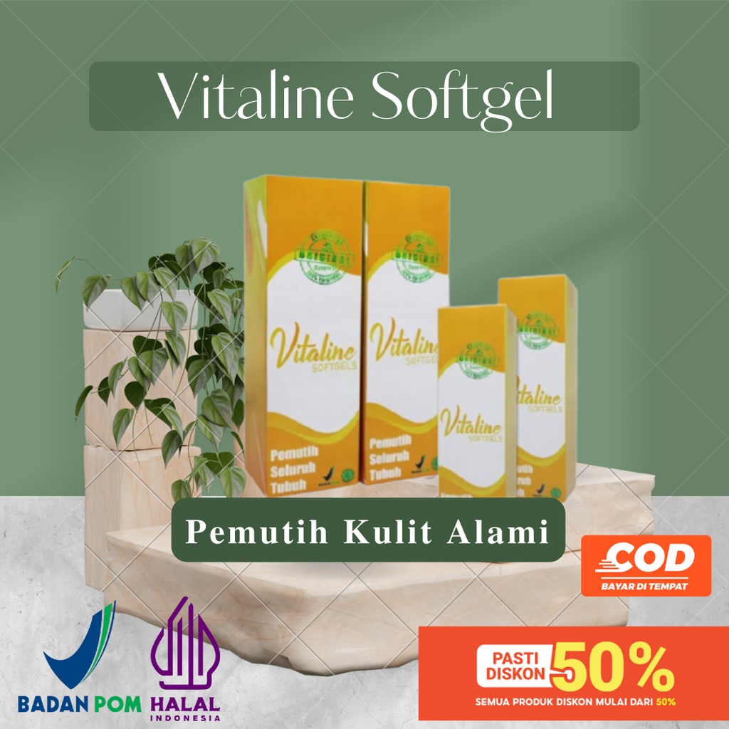 Pemutih Kulit Alami Vitaline Softgels Pencerah Kulit Pemutih Badan Permanen 100% Original Dari Limat