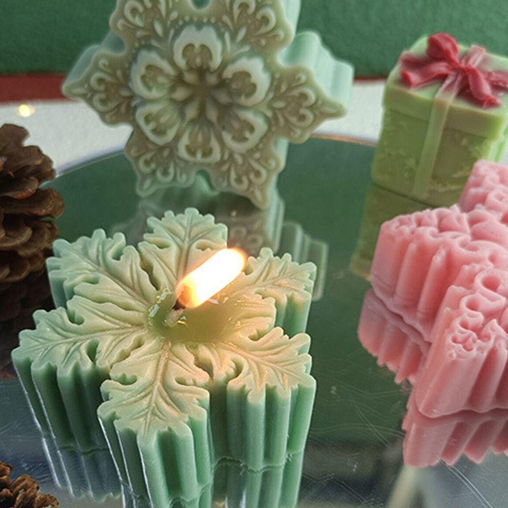 Top Candle Mold Casting Cetakan Lilin Snowflake Resin Kerajinan Tangan Cetakan Silikon