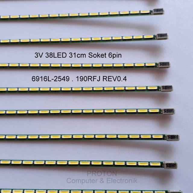 Lampu Backlight LED TV LG 19" 3V 38 LED SMD 31cm 57V 6pin . 6916L-2549A 190RFJ 94V-0
