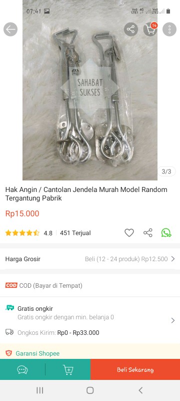 Hak Angin / Cantolan Jendela Murah Model Random Tergantung Pabrik