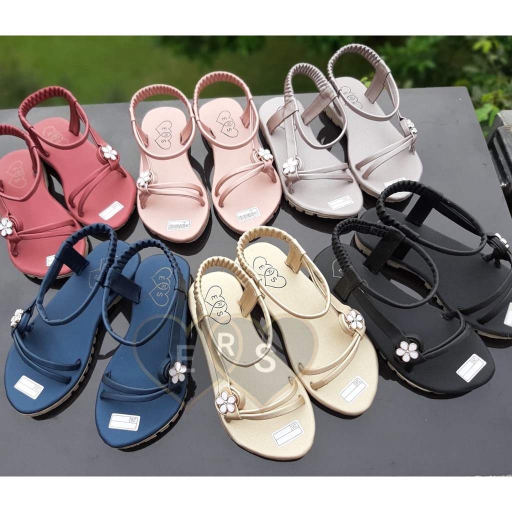 TOKOERS SDP11-2630 Sandal Tali Anak Perempuan umur 4 5 6 tahun - Sol Karet Anti Slip Motif Bunga