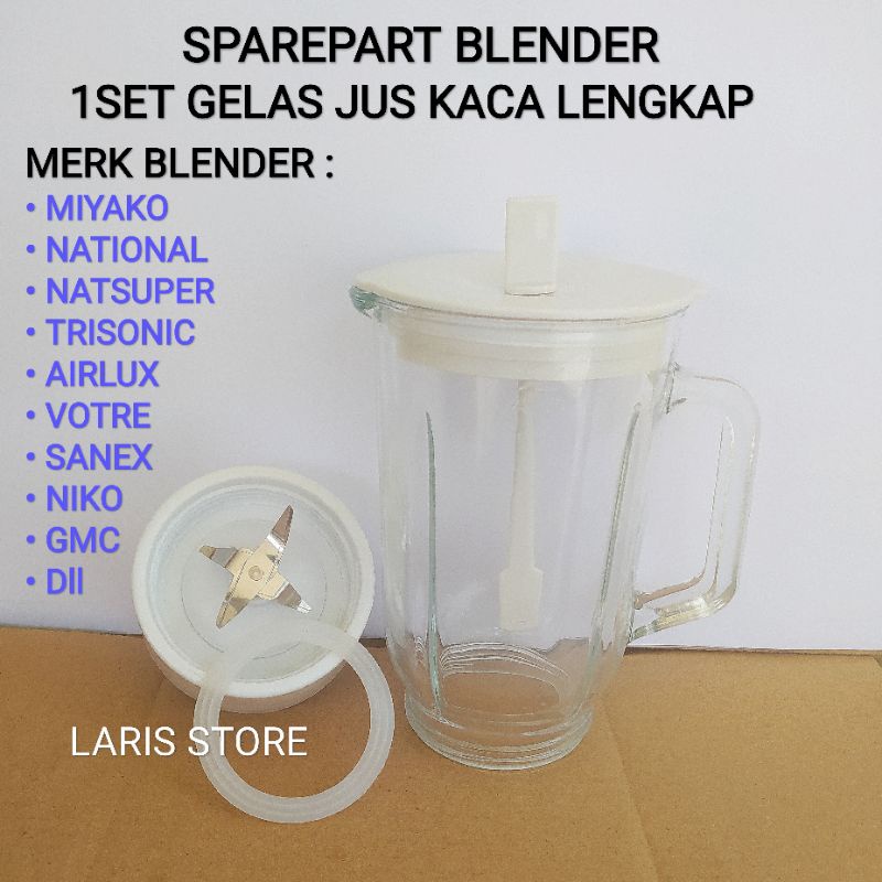 Gelas Tabung Jus Kaca + Pisau Mounting 1set Blender Miyako National Sanex Multi Universal