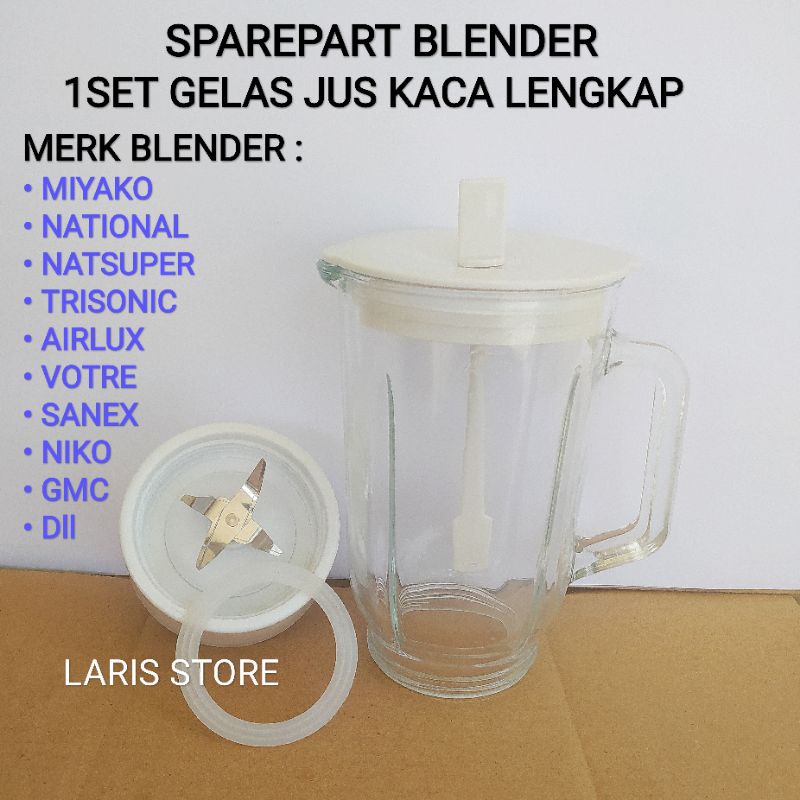 Gelas Tabung Jus Kaca + Pisau Mounting 1set Blender Miyako National Sanex Multi Universal