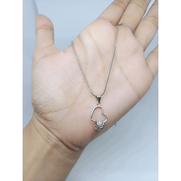 kalung perak 925 lapis emas kalung itali santa +liontin love mp kalung fashion import  silver925