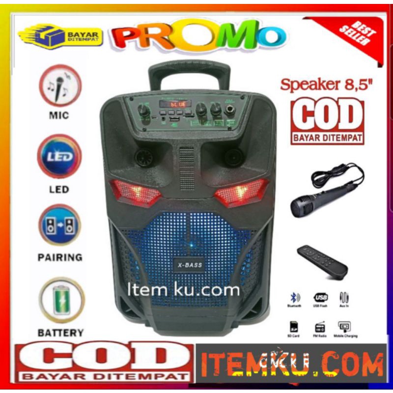 ✅SALE Speaker bluetooth karaoke 8,5in fleco-f8803 -speaker  bluetooth  bt portable speaker niko gmc 