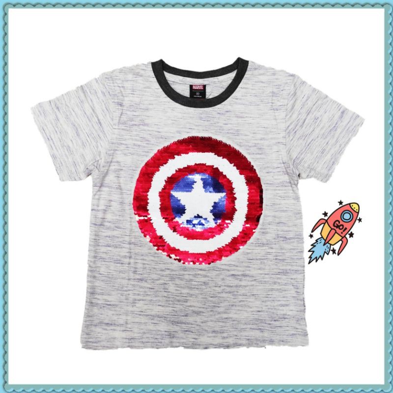 Nevada marvel capt. A grey stripes flip sequin kaos anak laki laki 2-3