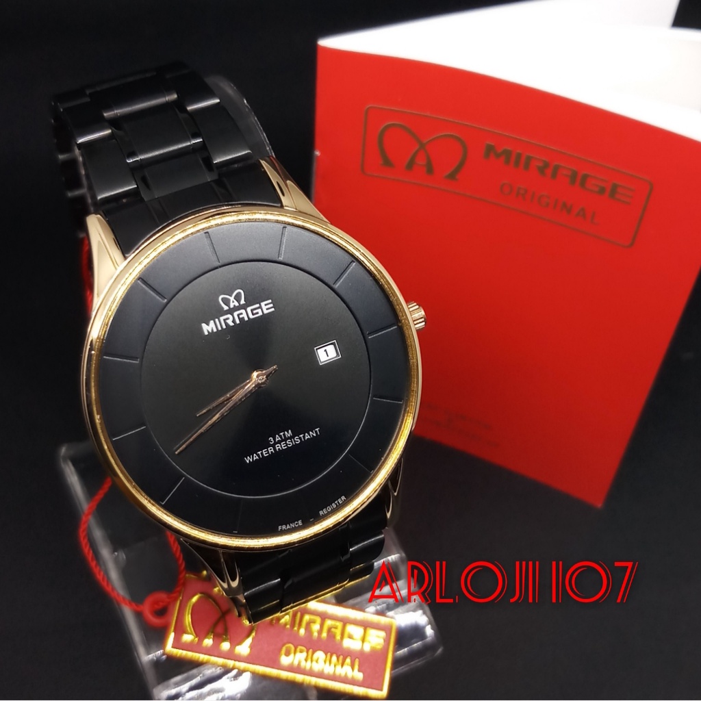 JAM TANGAN MIRAGE 8670 BRP-M PRIA ROSEGOLD BLACK ORIGINAL