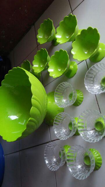 Tempat Wadah Es Buah Set Golden Sunkist - Mangkok Set Gelas Es Krim