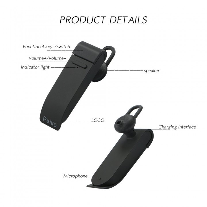 PEIKO Smart Intelligent Real Time Bluetooth Earphone Translator - Alat Penerjemah Bahasa