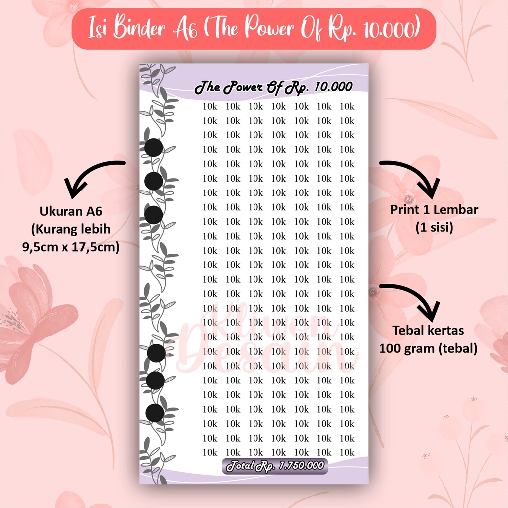 

isi kertas binder a6 ring 6 the power of rp. 10.000