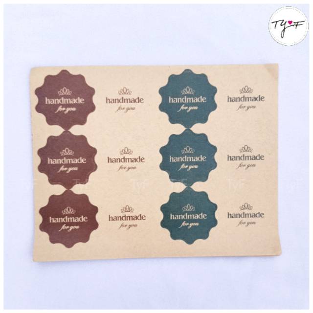 

Stiker Kertas Motif Paper Tags Sticker HAND MADE - For You (12 pcs) Label DIY Kemasan