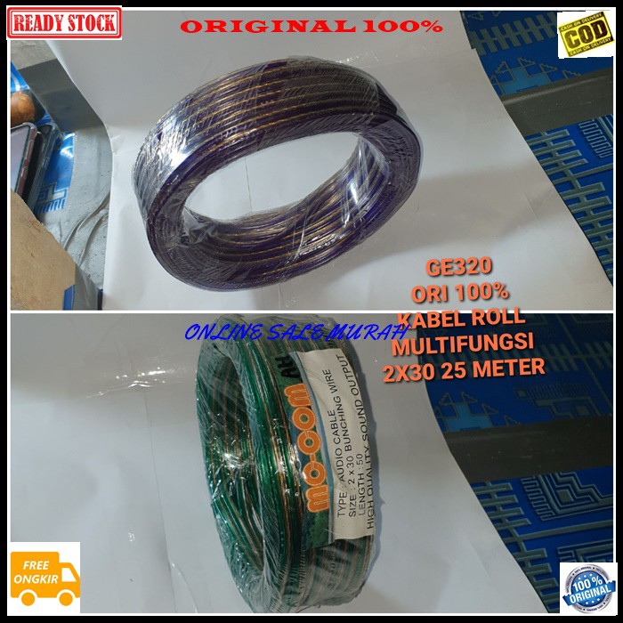 G320 Kabel rol tranparan 2x30 25 meter Cable roll speaker listrik multifungsi multi elektronik elektrik bening original audio spk serabut  BISA BUAT LISTRIK ATAU SPEAKER MULTI FUNGSI  Harga diatas adalah untuk 1 rol  Kabel Serabut Listrik Audio S