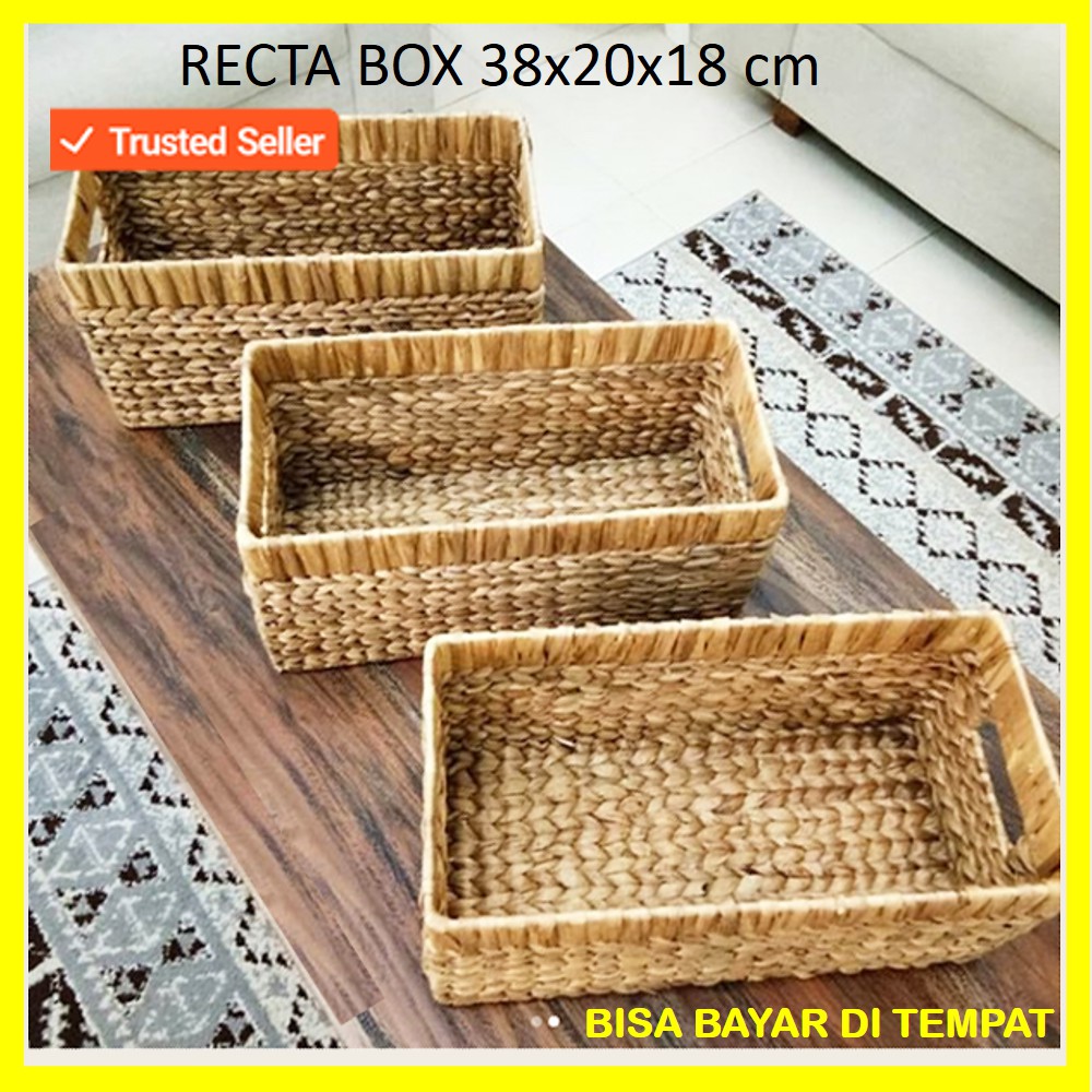 kotak penyimpanan / keranjang anyam / box organizer / wadah serbaguna anyaman enceng gondok