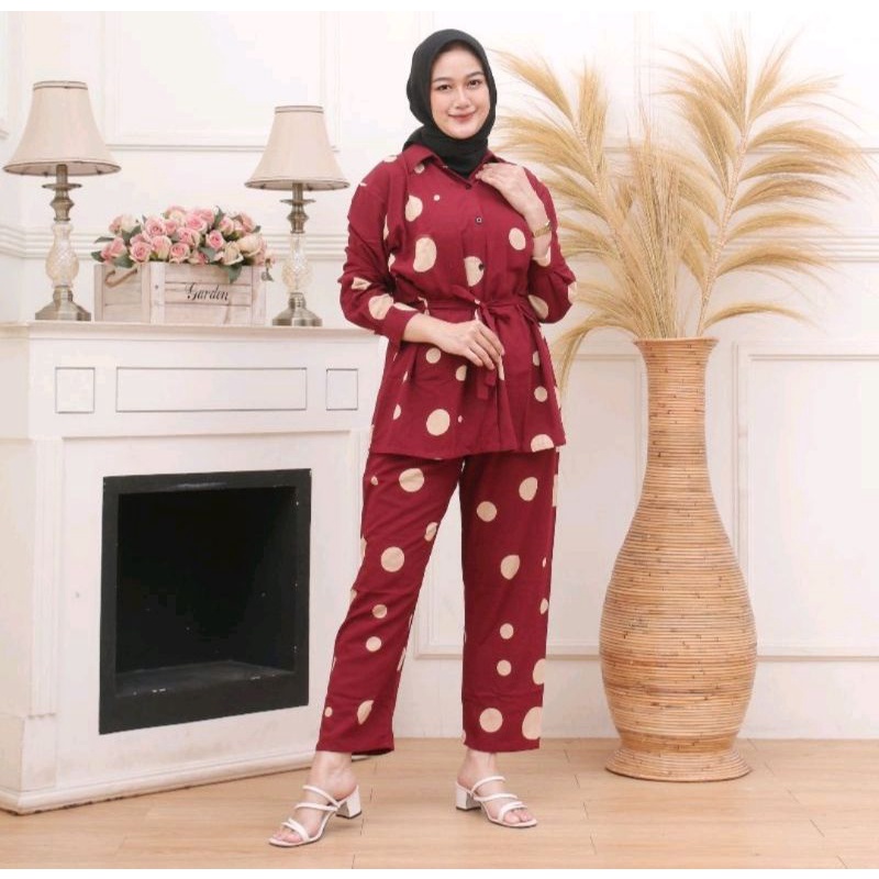 [LD. 120] SETELAN TIE DYE WANITA JUMBO MURAH // one set  tie dye kekinian// set tie dye polka