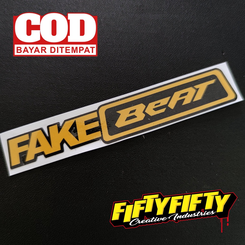 Stiker Print Cut FAKE BEAT Stiker Printing Laminasi Glossy Tahan Air Stiker Motor Mobil Helm Sudah Membentuk Pola Desain