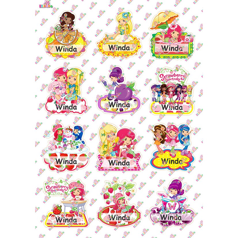 

LABEL NAMA STRAWBERRY SHORTCAKE 48 STIKER - WATERPROOF -2 Nama SS1L2