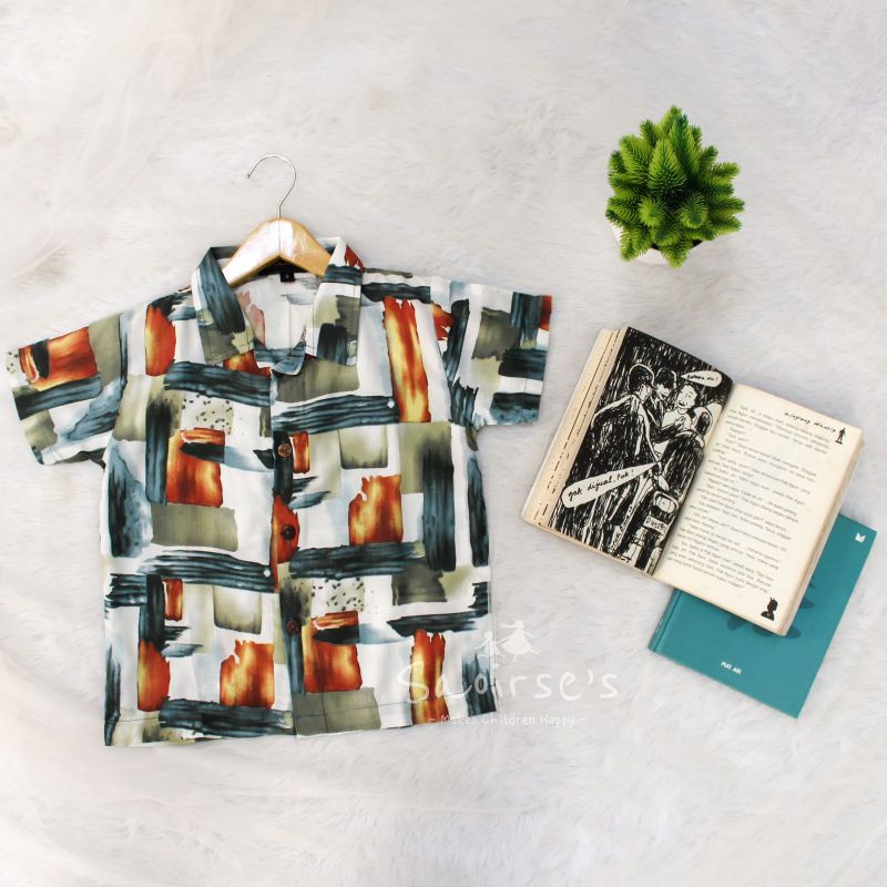 Eros Shirt by Saoirse's - Kemeja anak laki-laki Perempuan rayon motif baju pantai santai