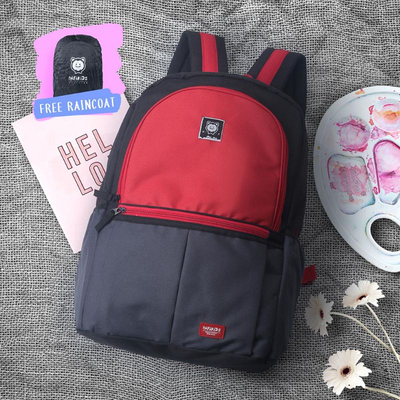 ORIGINAL Tas Anak Sekolah SD Hitam Merah | Tas Ransel Backpack Anak Laki Perempuan Terbaru | Tas Anak Cewe Cowo