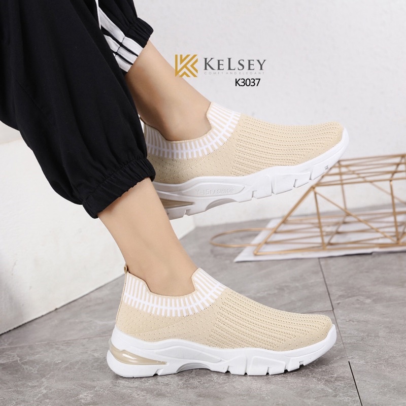 (GRATIS ALAS KAKI) Nicole Sepatu Sneakers Air Boots Wanita 4cm Kelsey / Sepatu FlyKnit Sneakers Wanita K3037