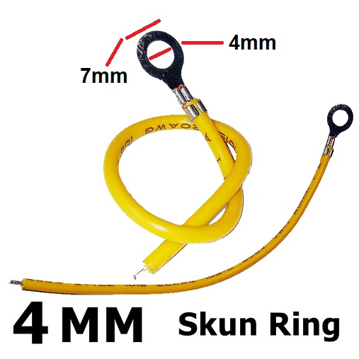 Skun Ring Kabel Crimp Skun O Lubang Baut M4 4mm AWG 20 600V 105C Terminal Wiring Konektor Cable List