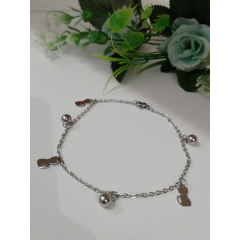 GELANG TANGAN WANITA TITANIUM ASLI ANTI KARAT LAPIS EMAS 22 K WARNA SILVER MOTIF PILIHAN